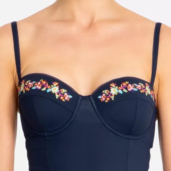 New Johnny Was Golda Corset Floral Embroidered Print Underwire Swimsuit NWT XS - Picture 4 of 16
